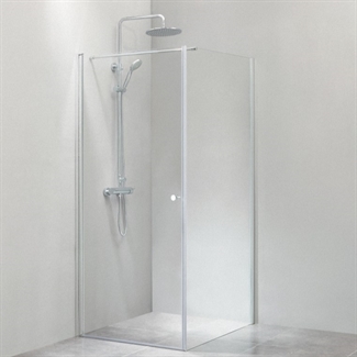 Slim hjørne klart glas dør/væg 90x90cm blank